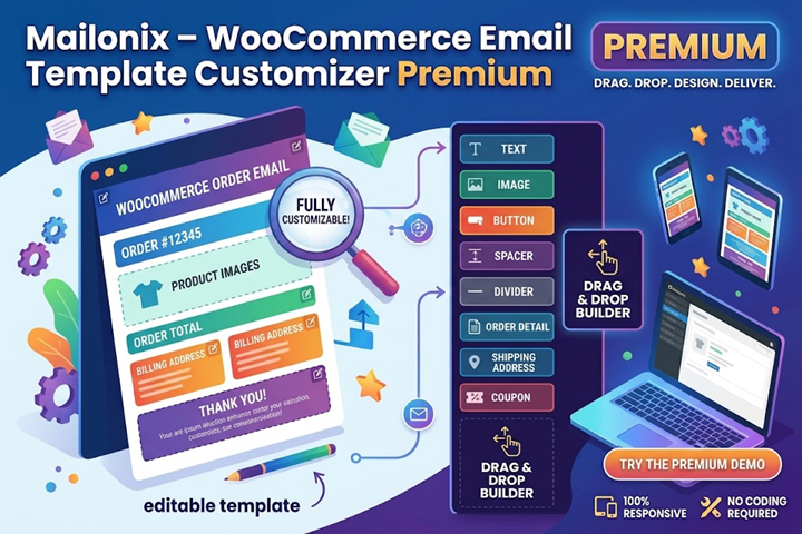 Mailonix – WooCommerce Email Template Customizer Premium v1.4.3